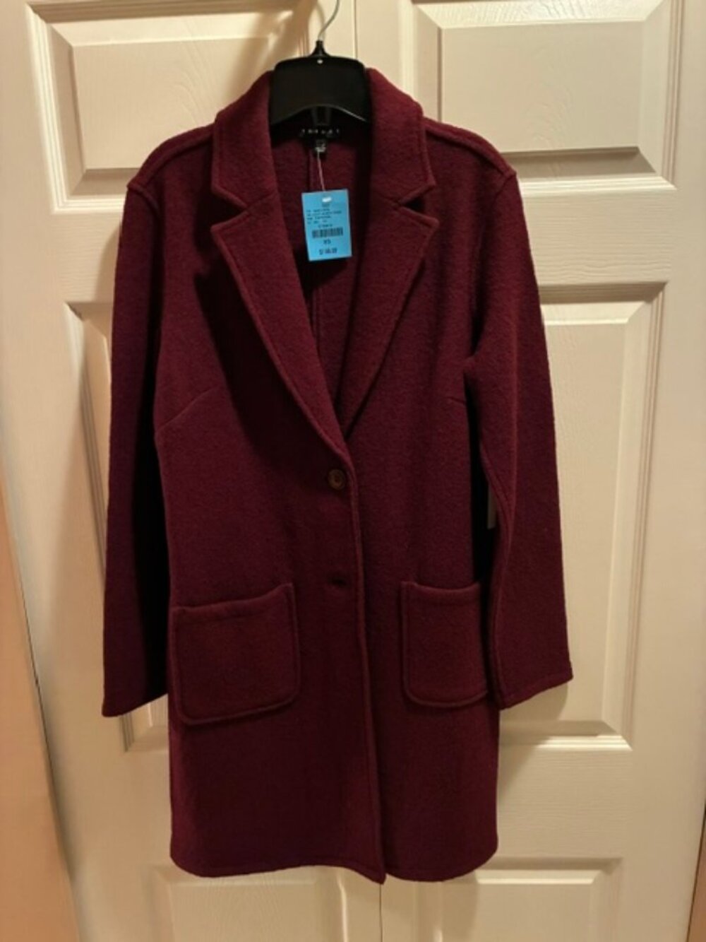 Tribal Zinfandel Burgundy Boiled Wool Blend Knit Car Coat Jacket XS NWT
